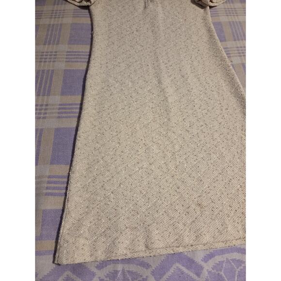 Vintage 70's Leslie Fay LF Petite Tan Short Sleeve Dress 12 Button 60s 80s - Picture 12 of 13